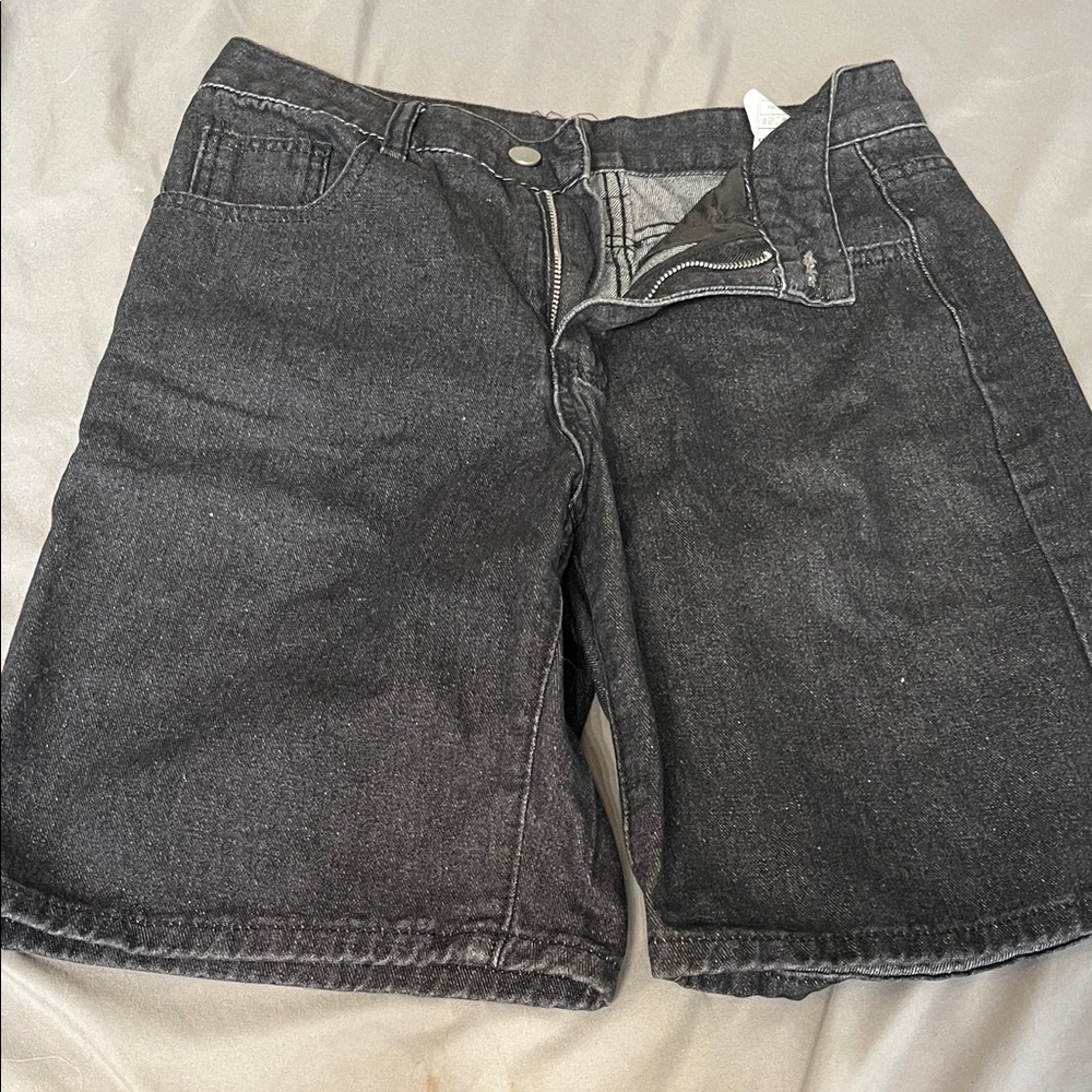Dark Gray/ Black Denim Shorts